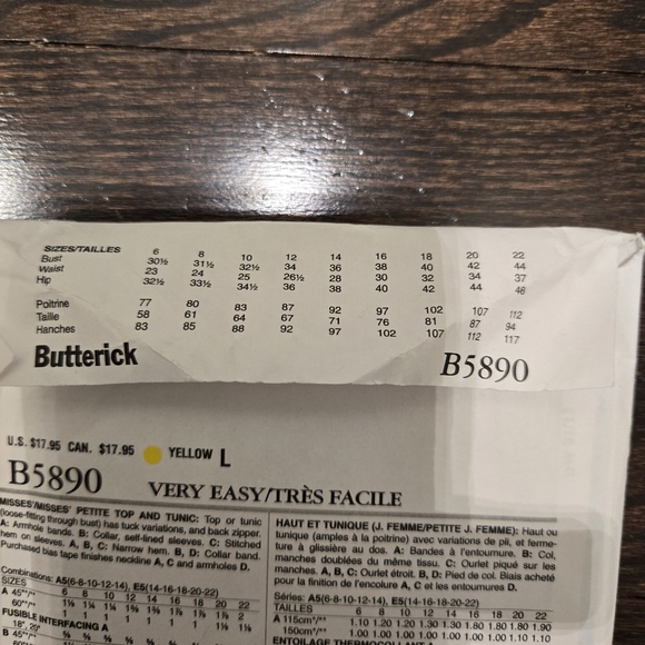 Butterick Women's shirt pattern 5890 - Picture 3 of 4